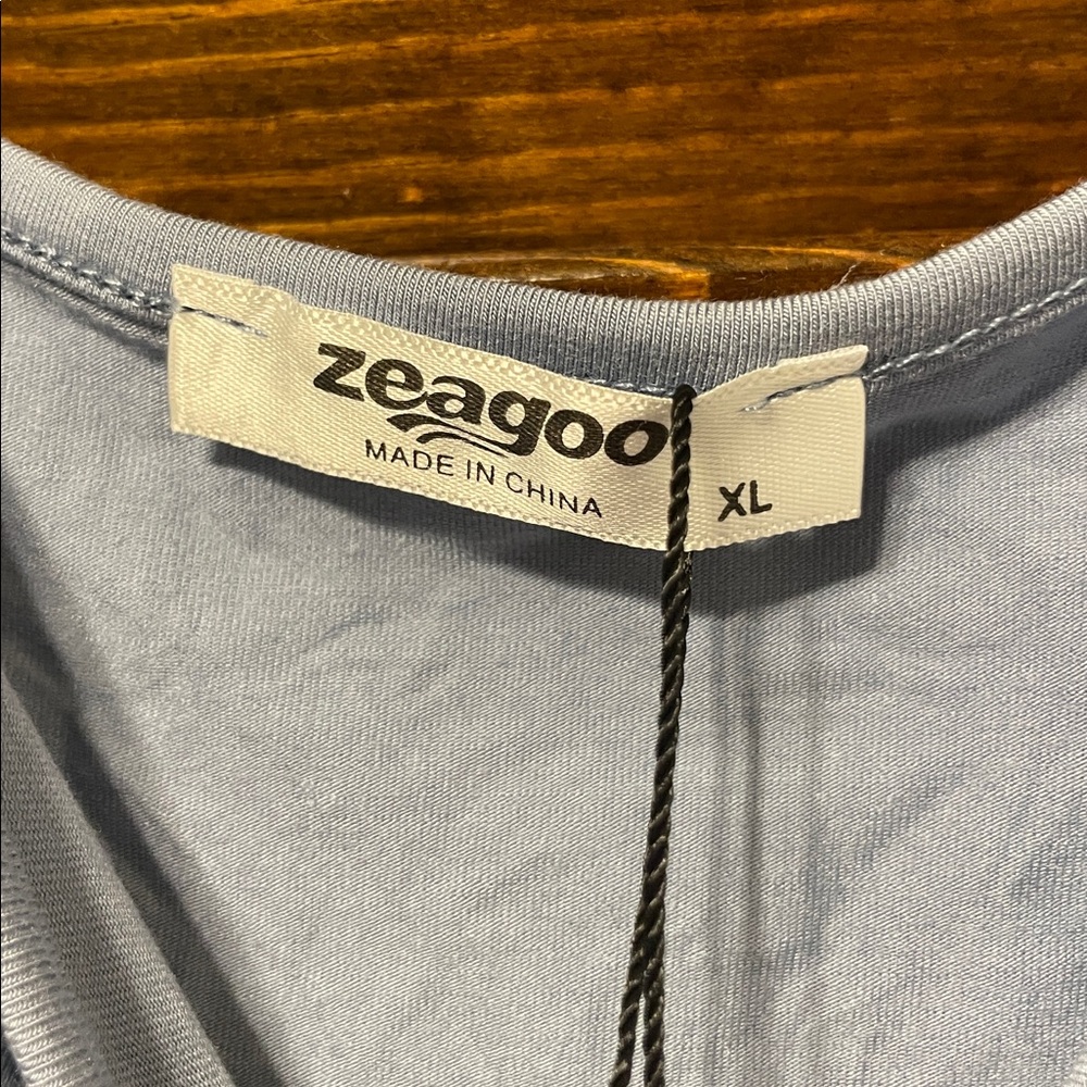NWT Zeagoo Blue Swiss Dot Long Sleeve Bodysuit - Picture 5 of 7